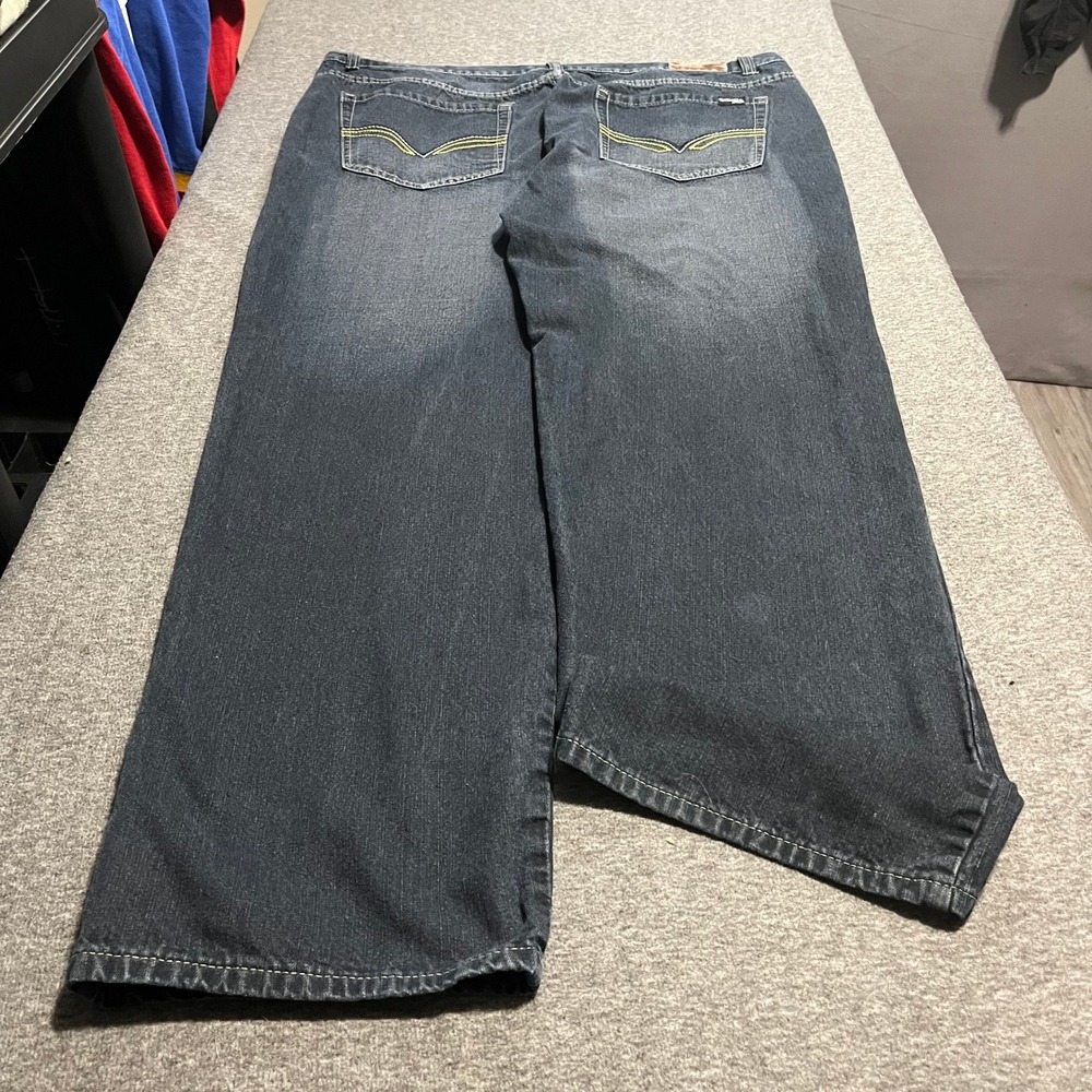Roadblock Mens Baggy Wide Leg Jeans Dark Wash Embroidered 44W x 34L Streetwear